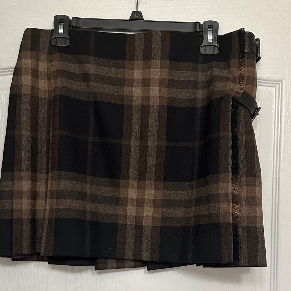 Burberry Black and Brown Plaid Mini Skirt